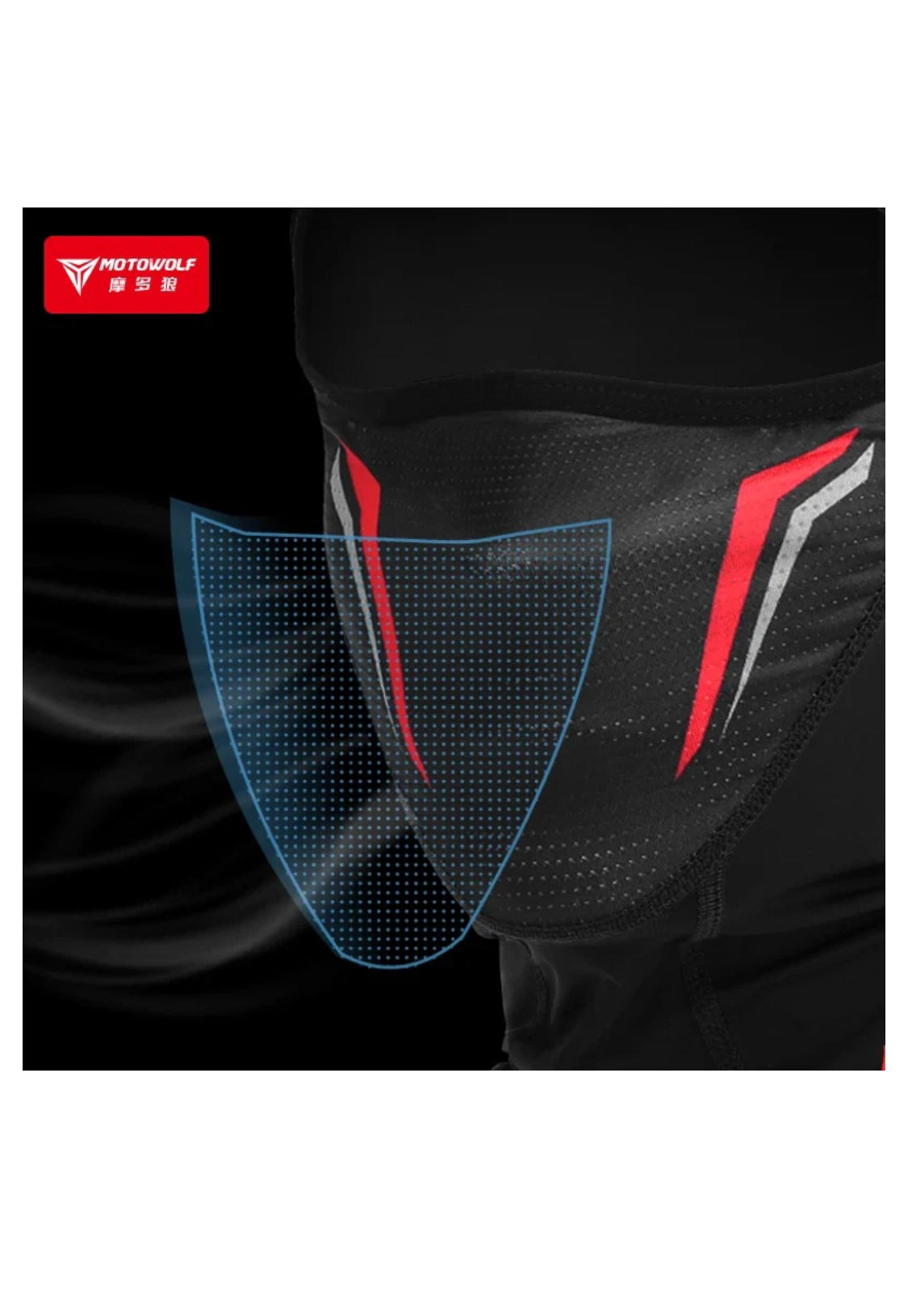 Motowolf crimson blaze face mask